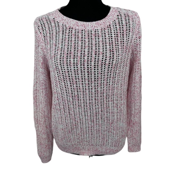 Talbots pink crochet like crew neck sweater PL - Picture 1 of 14